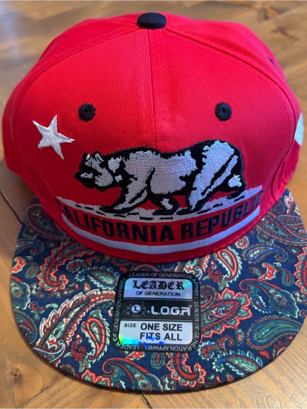 NWT L.O.G.A. California Republic Bandana Print Bill SnapBack Hat - Men’s Cap